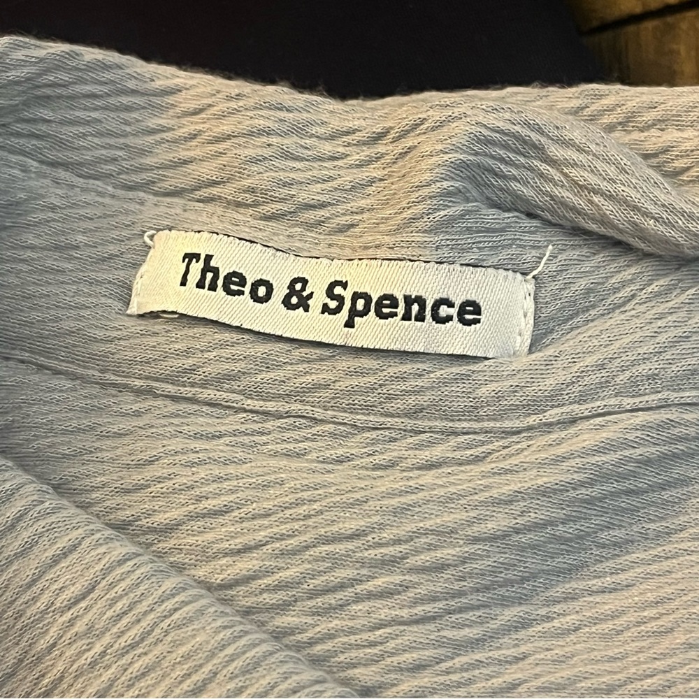 Theo & Spence Long Sleeve Shirt Charcoal Casual Button-Down Collared Fall XS - Picture 2 of 6